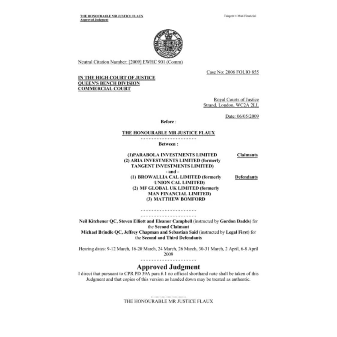 Judgement / Contract Translation