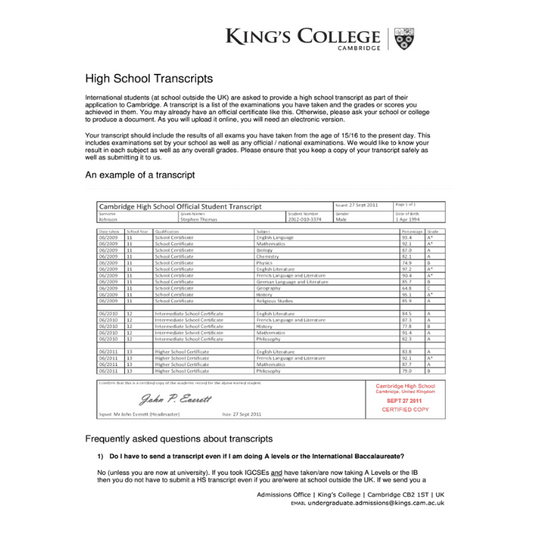 Academic Transcripts Translation