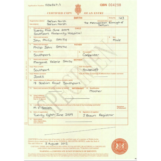 Birth Certificate Translation