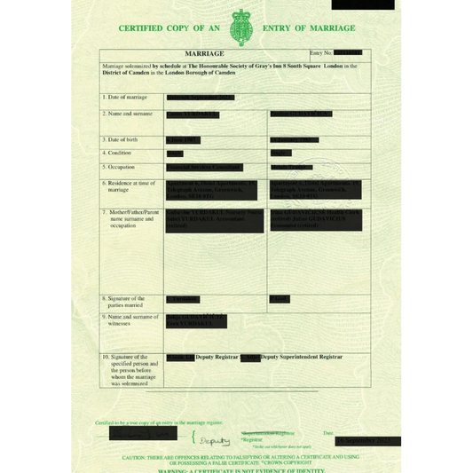 Marriage Certificate Translation