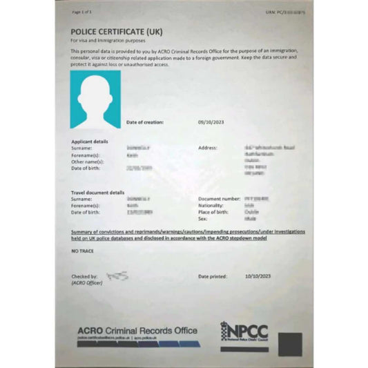 Police ACRO Certificate Translation
