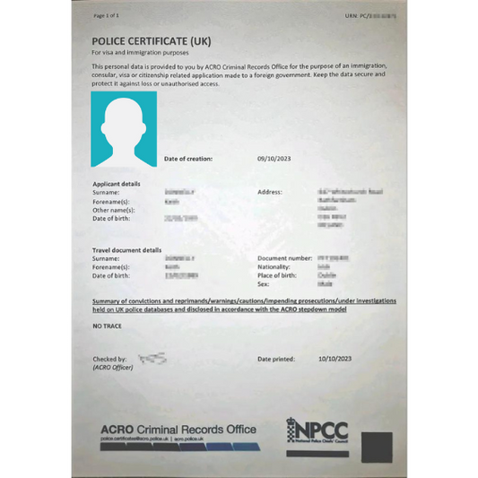 Police ACRO Certificate Translation